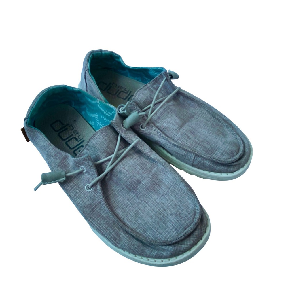 Hey Dude Sz 8 Wendy Grey Canvas Slip On Loafers Women Shoes Low Top